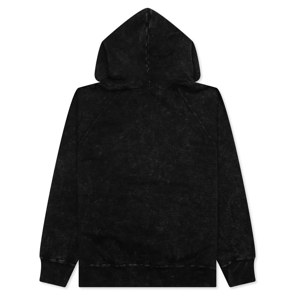 Over Dye Pullover Relaxed Fit Hoodie - Black - Image 2