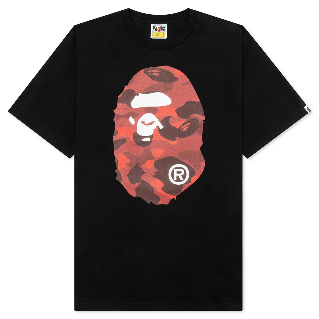 Color Camo Big Ape Head Tee - Black/Red