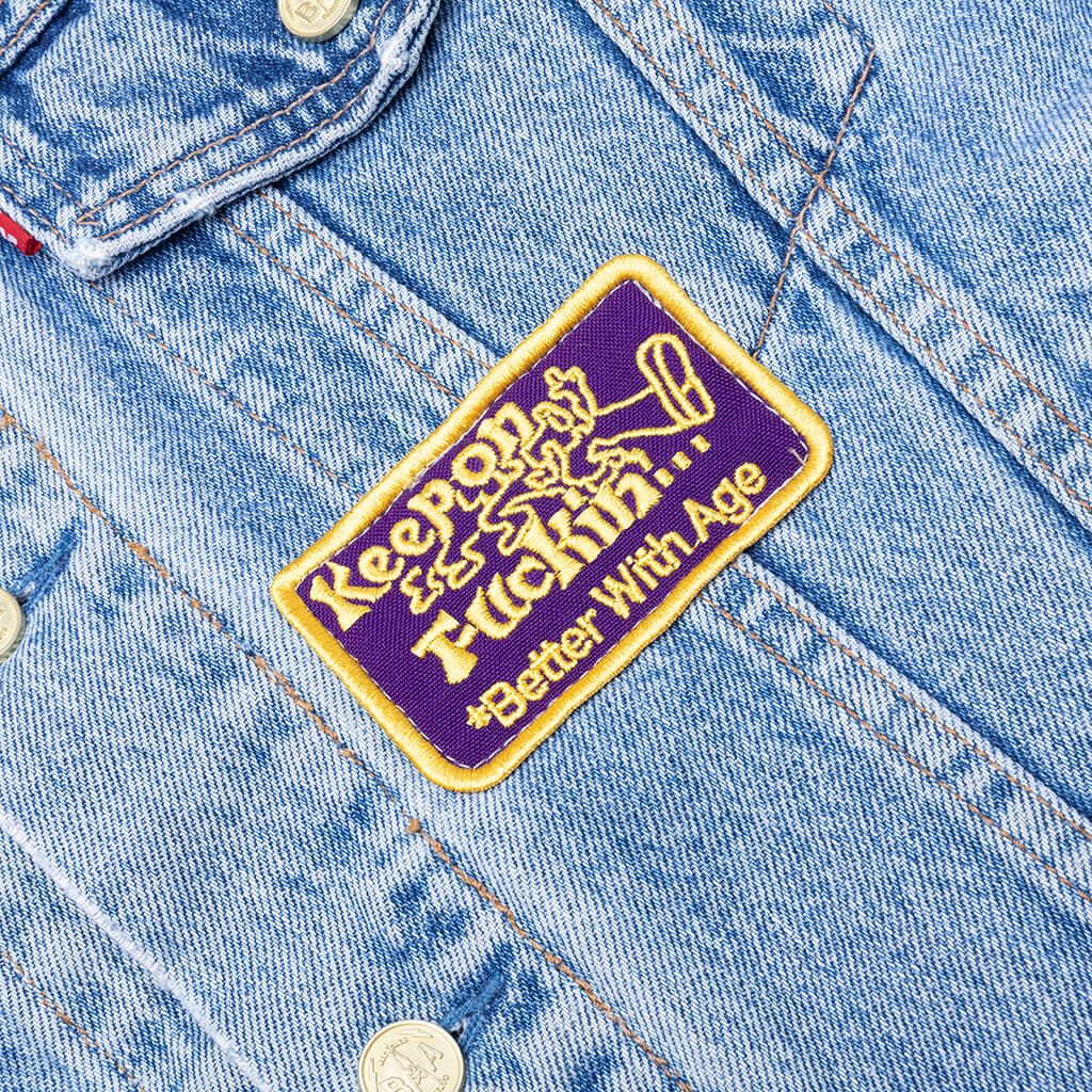 Charlatan Reversible Denim/Baseball Jacket - Indigo - Image 4