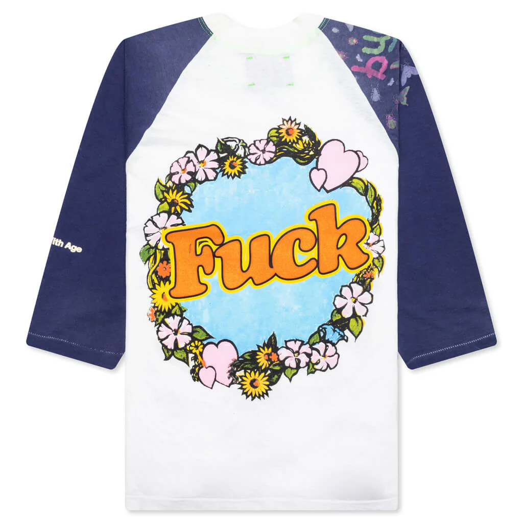 Shit Fuck Raglan Tee Shirt - Multi - Image 2
