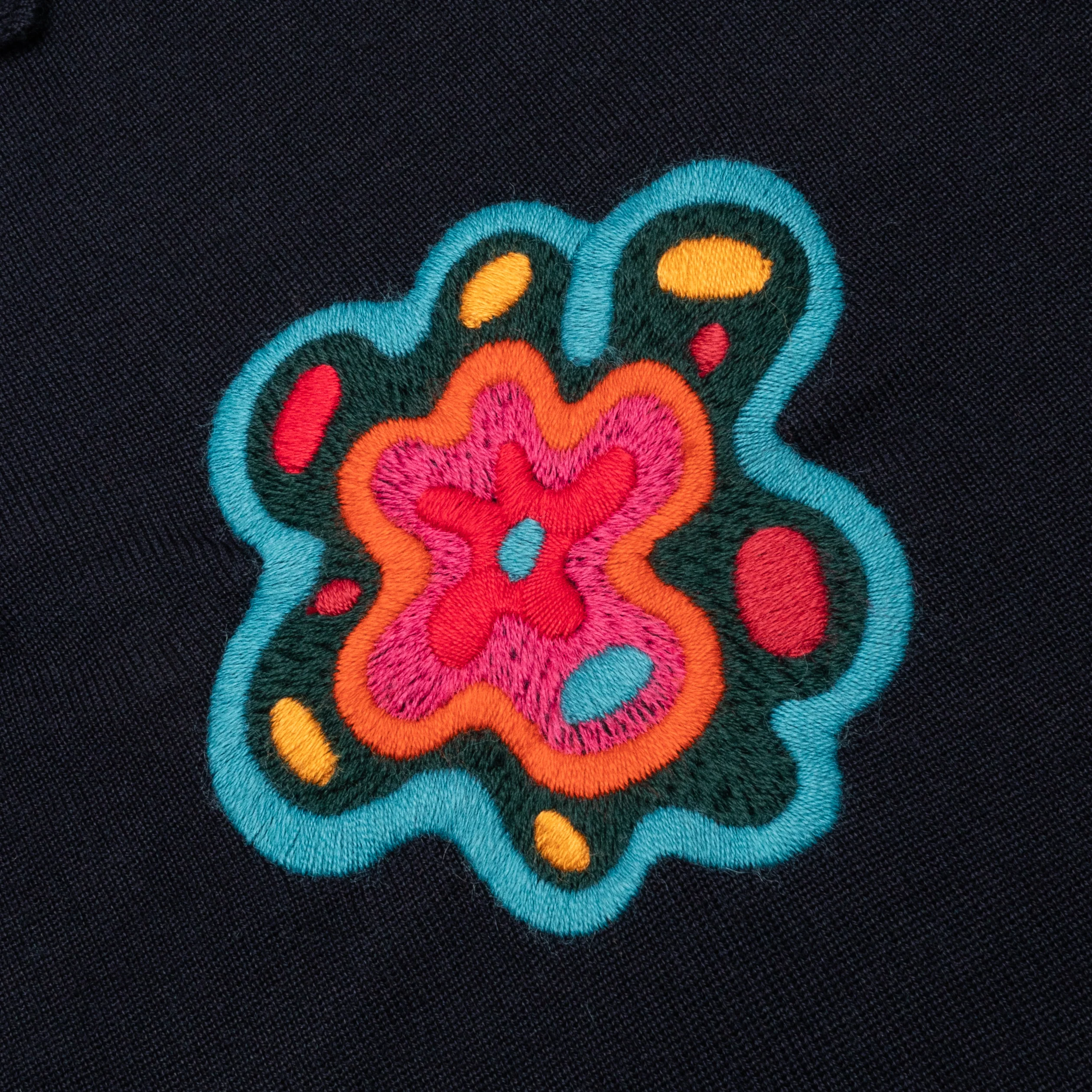 Flower Blob Knitted Polo Shirt - Midnight Blue - Image 4