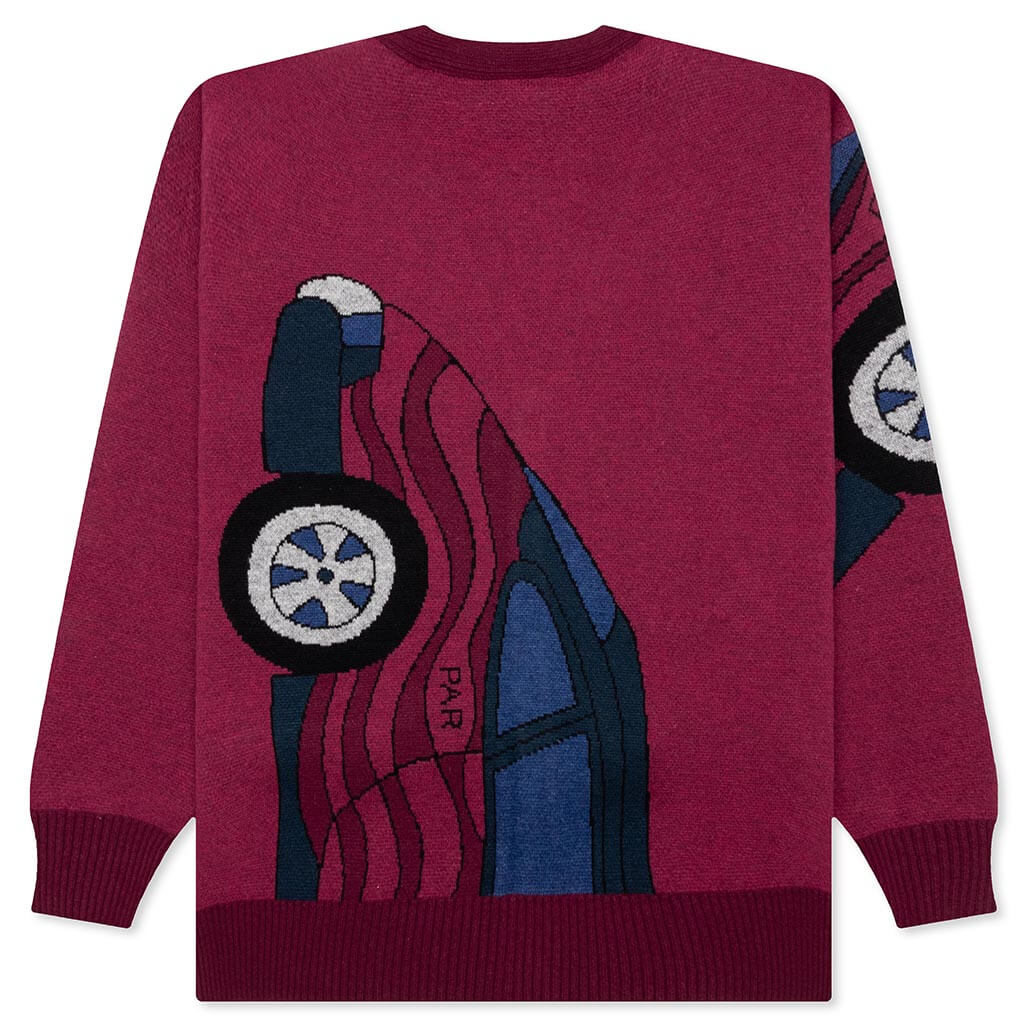 No Parking Knitted Cardigan - Beet Red - Image 2