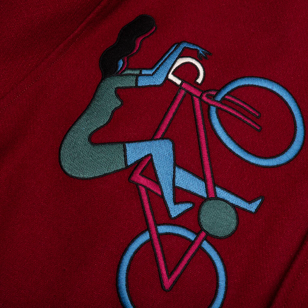 Run Sit & Bike Varsity Jacket - Dark Red - Image 3