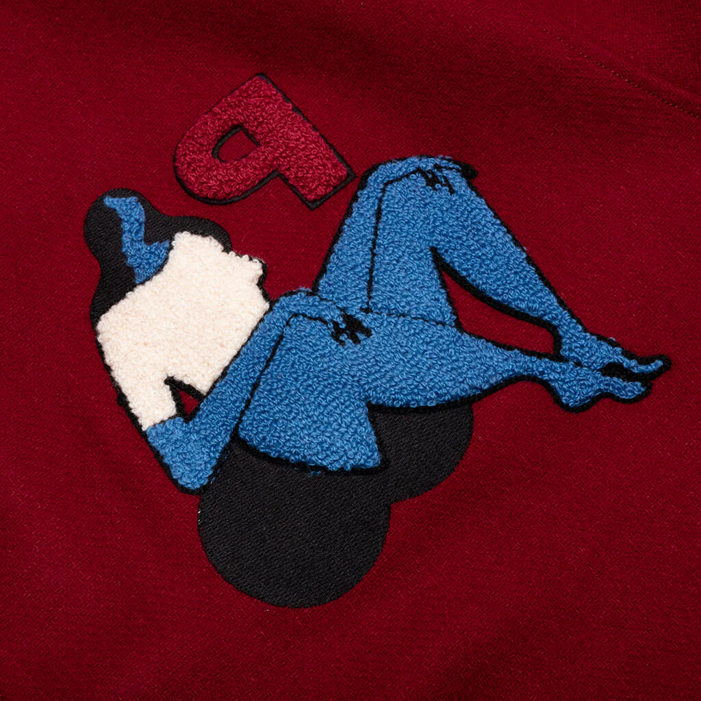 Run Sit & Bike Varsity Jacket - Dark Red - Image 4