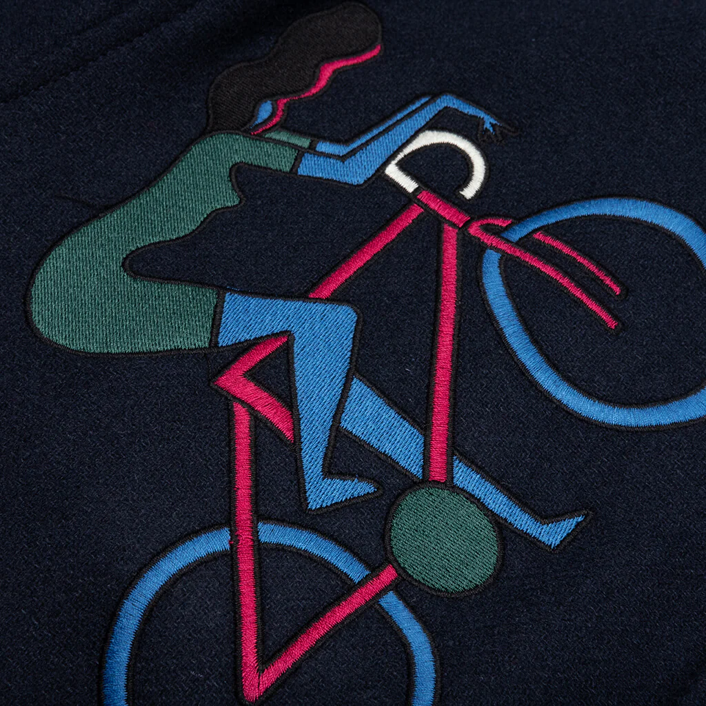 Run Sit & Bike Varsity Jacket - Navy Blue - Image 3