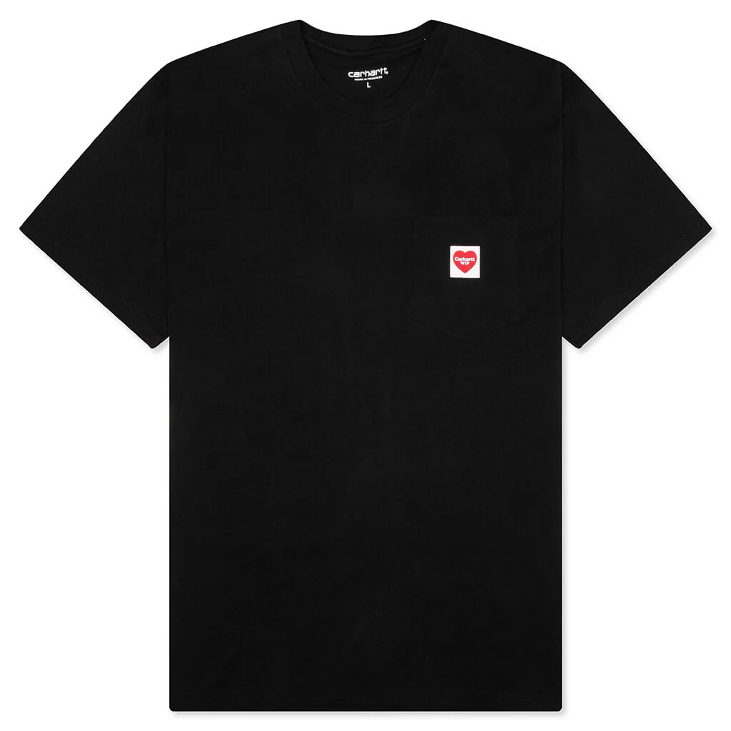 S/S Pocket Heart T-Shirt - Black/Red