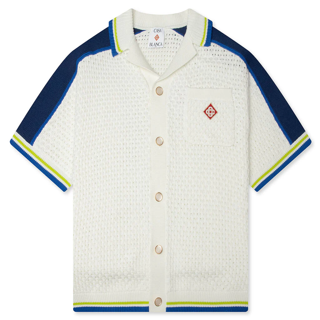 Crochet Shirt - White/Blue