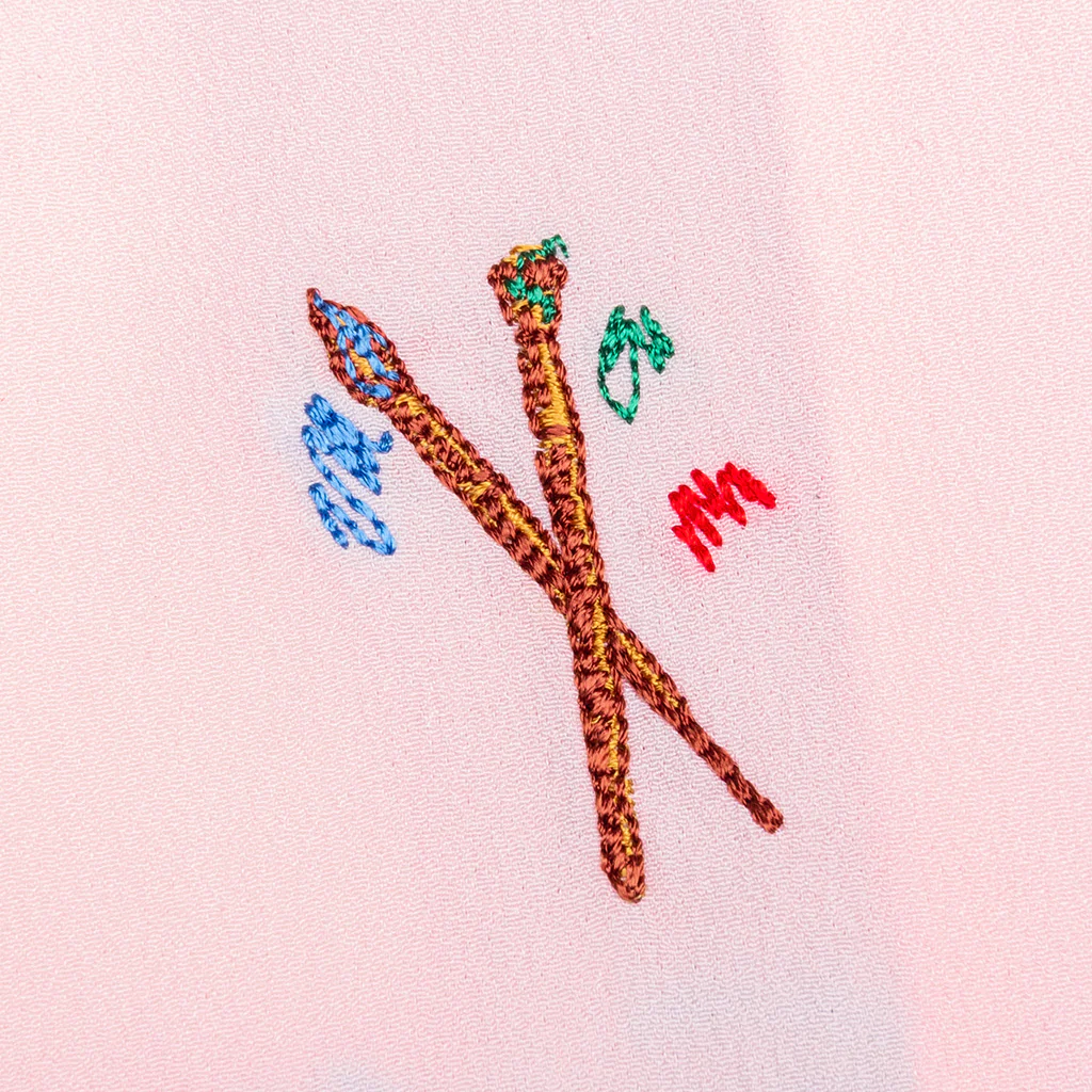 Embroidery Motifs Logo S/S Shirt - Light Pink - Image 4