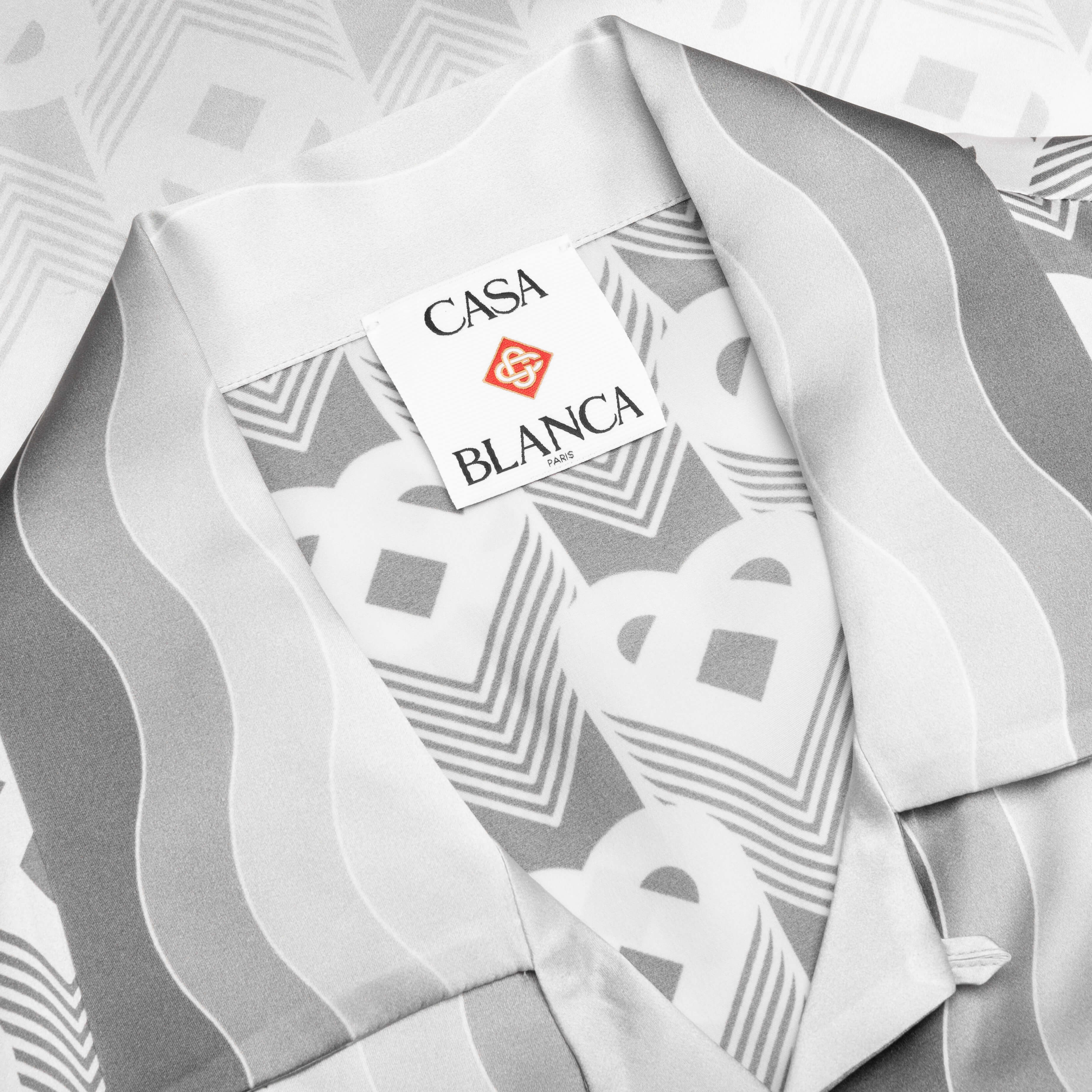 Gradient Heart Monogram S/S Cuban Collar Shirt - Grey - Image 3