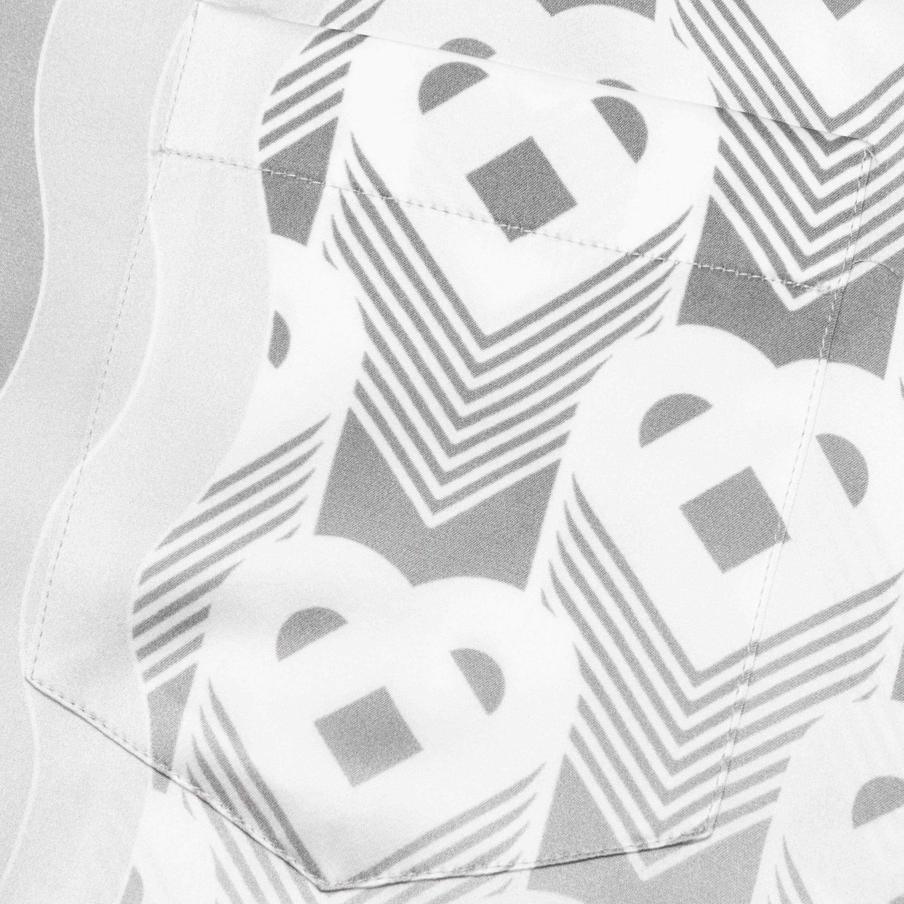 Gradient Heart Monogram S/S Cuban Collar Shirt - Grey - Image 4