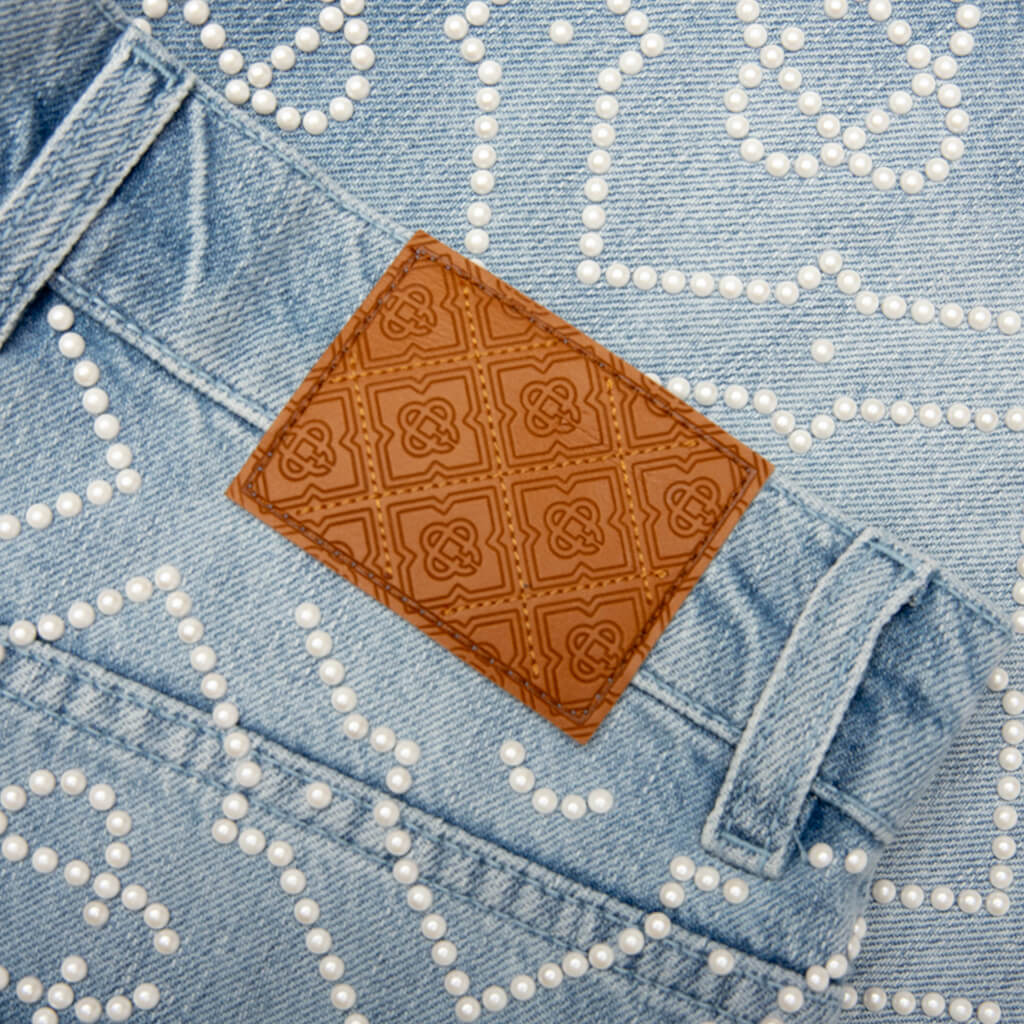 Pearl Monogram Denim Shorts - Pearl - Image 3