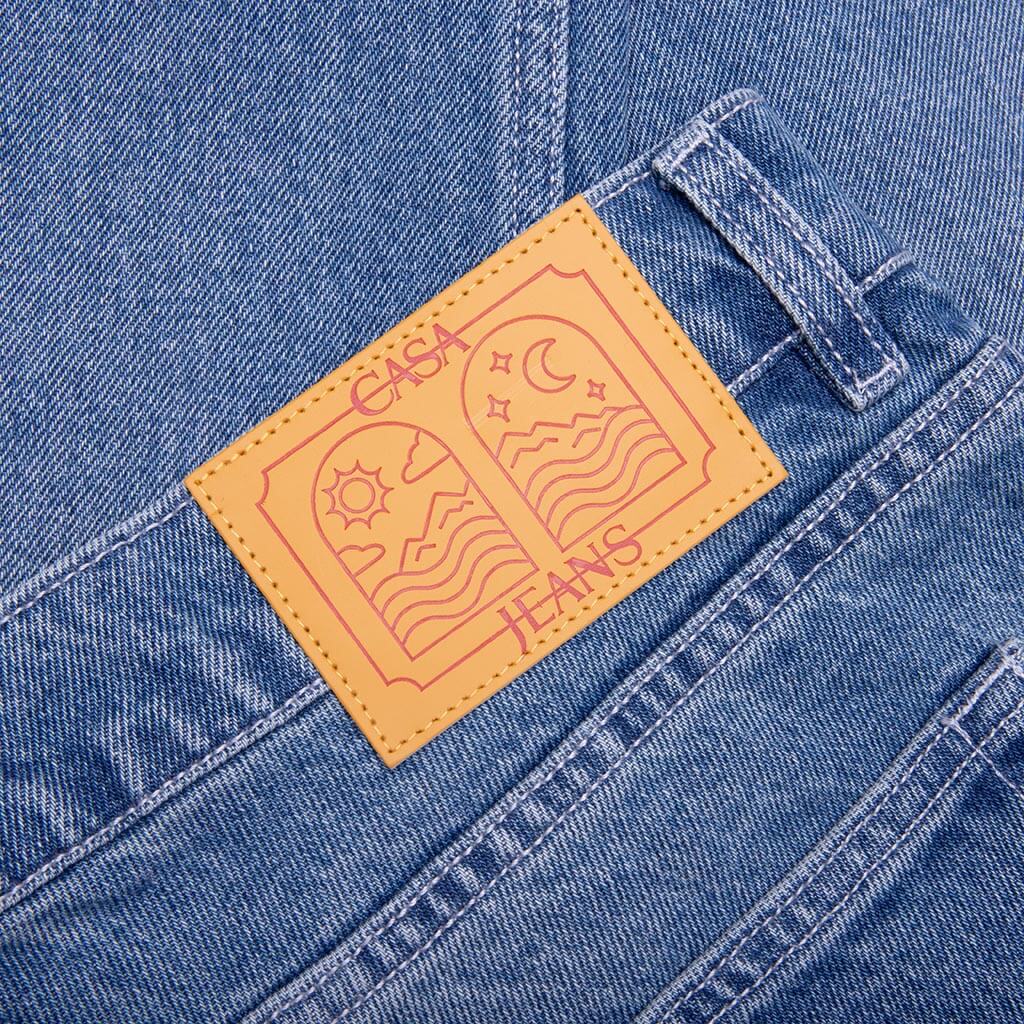 Stone Wash Denim Embroidered Motif Jean - Stone Wash - Image 4