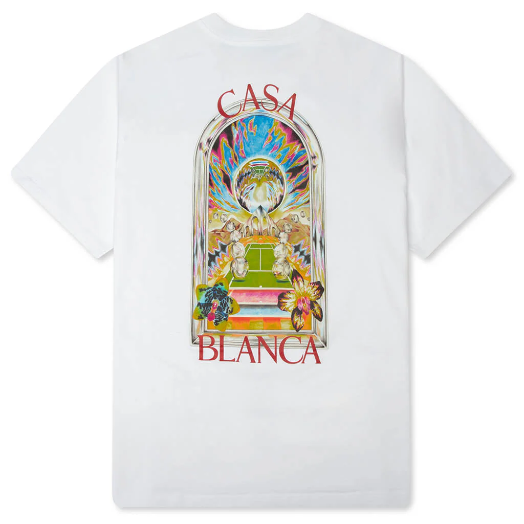 Tennis Landscape Classic Orchid Court T-Shirt - Bright White - Image 2