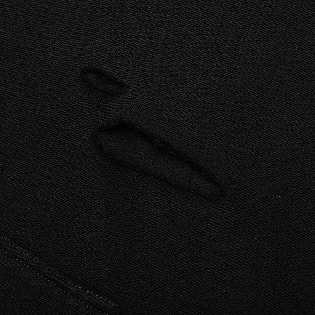Fleece Hoodie Destroyed Effect - Faded Black - Image 4