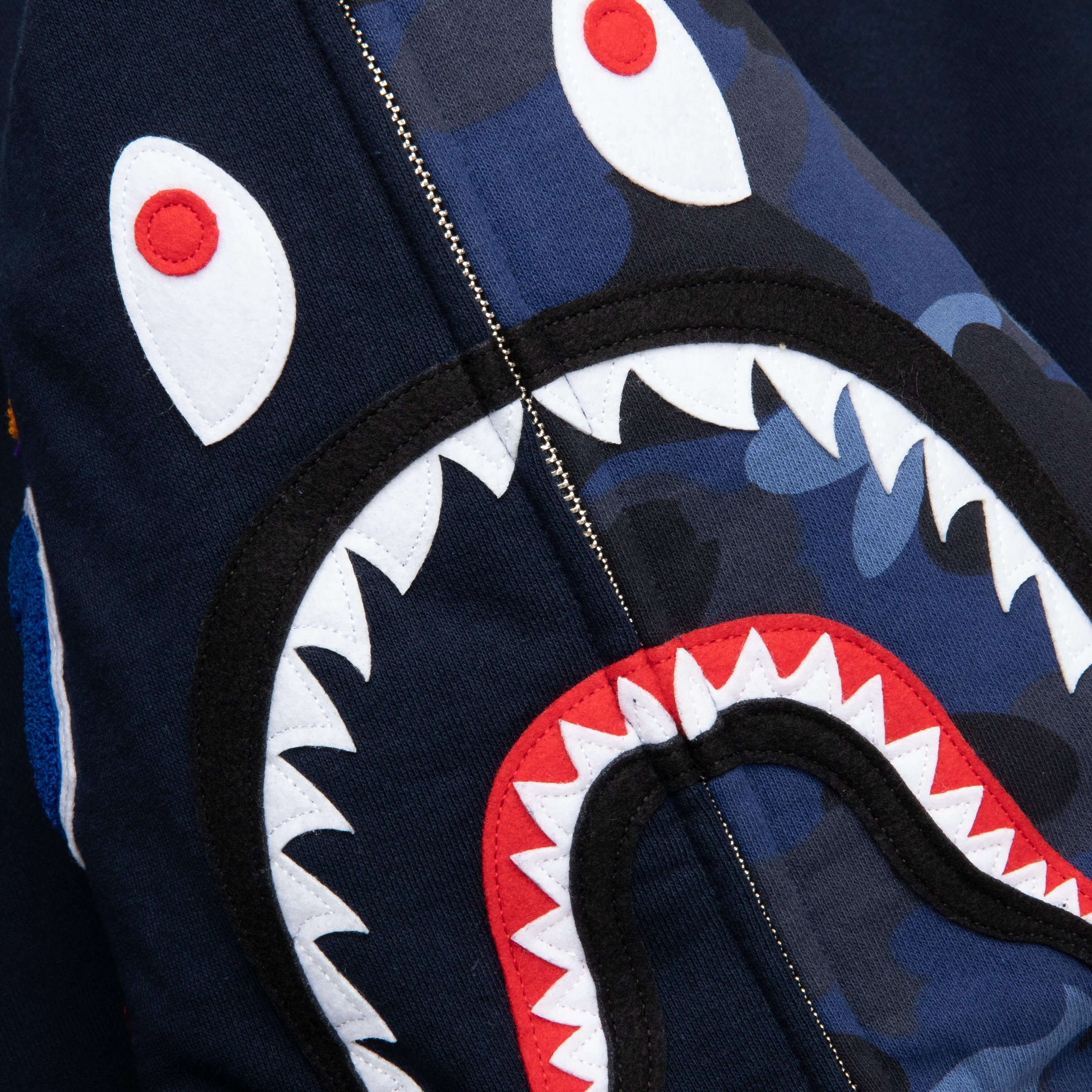 Color Camo Shark Full Zip Hoodie - Navy - Image 3