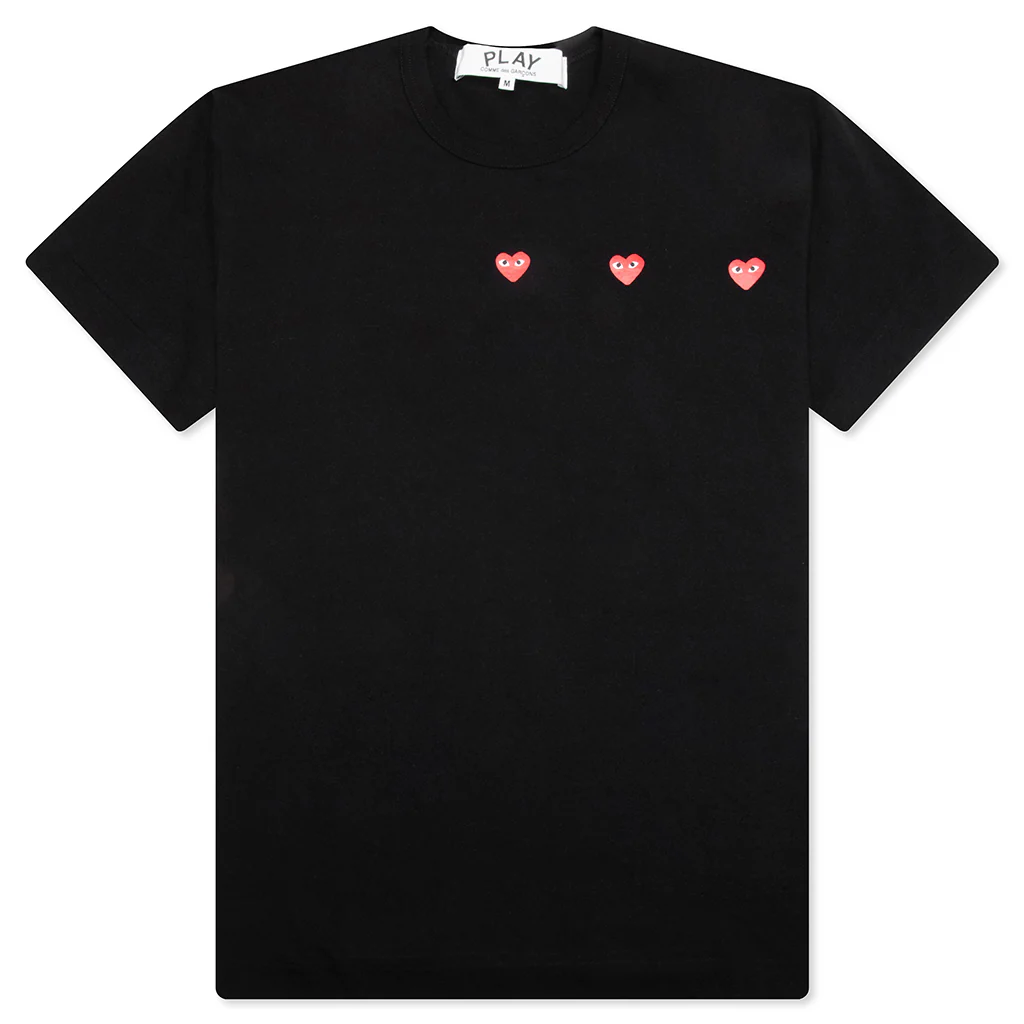 Multi Red Heart Logo Print T-Shirt - Black