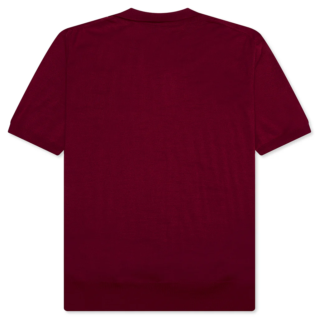 Red Emblem S/S Polo Neck - Burgundy - Image 2
