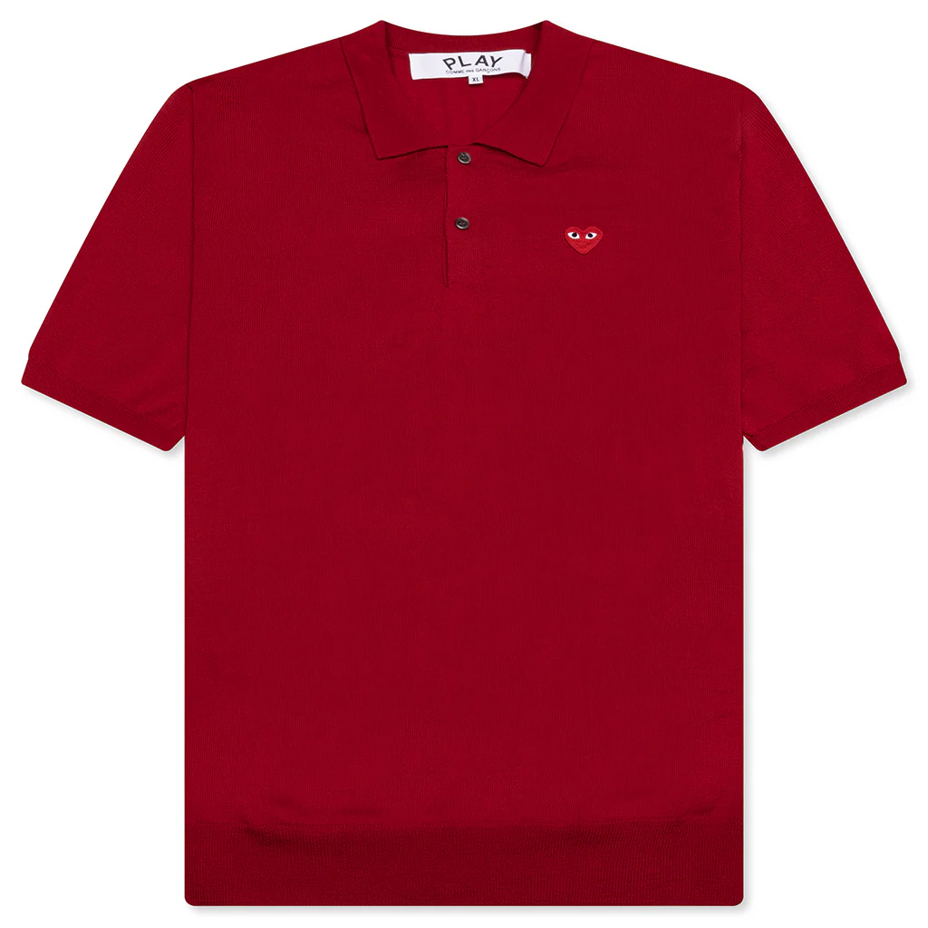 Red Emblem S/S Polo Neck - Red