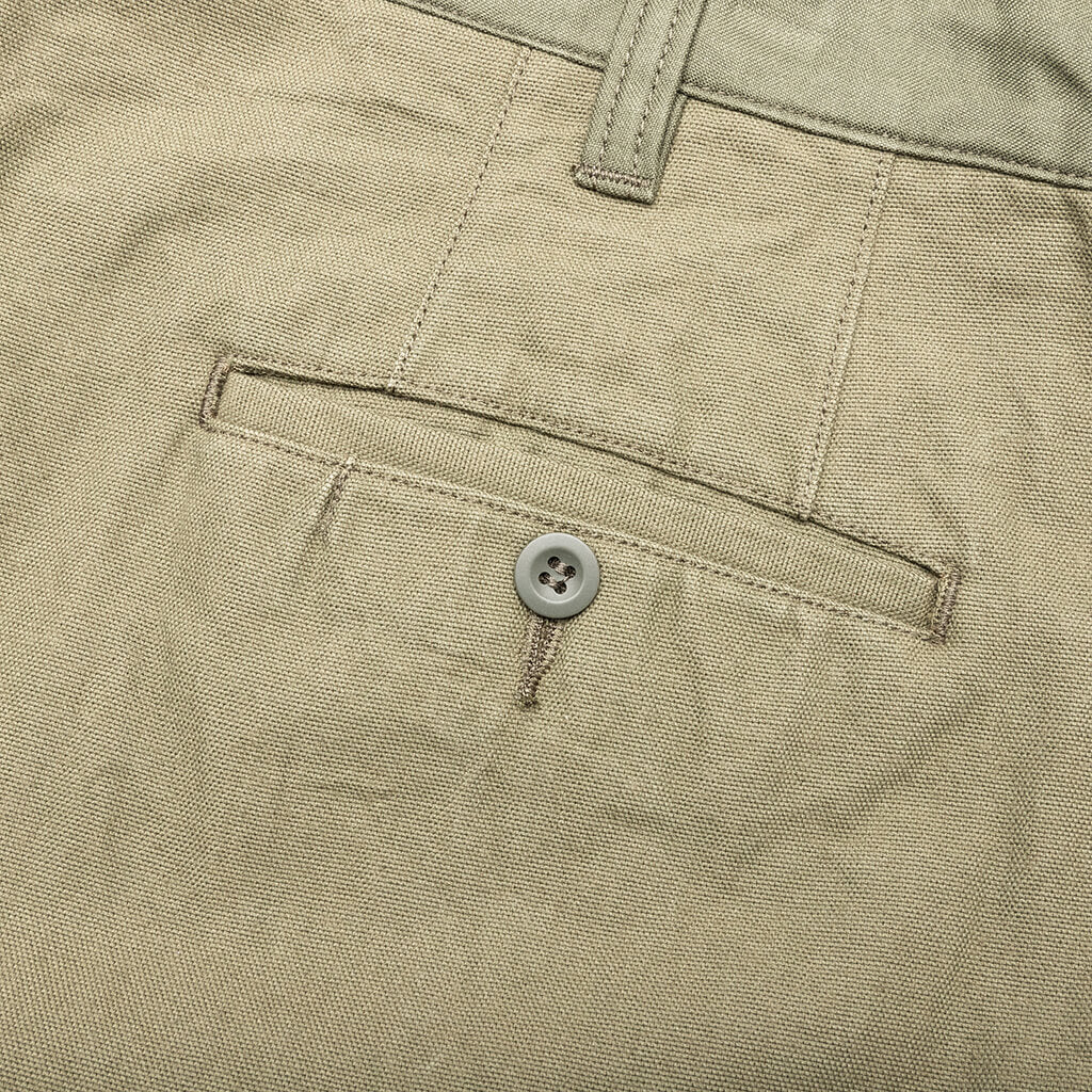 Contrast Cotton Pants - Khaki - Image 5
