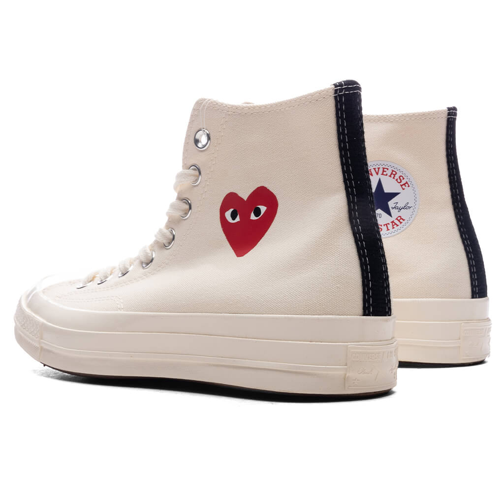 Converse x Comme Des Garcons PLAY All Star Chuck '70 Hi Small Red Heart - White - Image 3