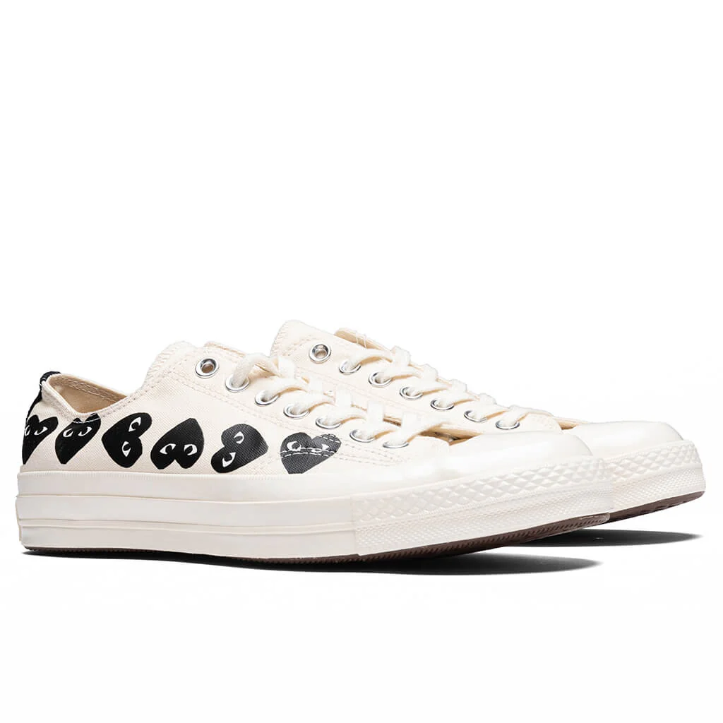Converse x Comme Des Garcons PLAY All Star Chuck '70 Ox Multi Heart - Milk/Black - Image 2