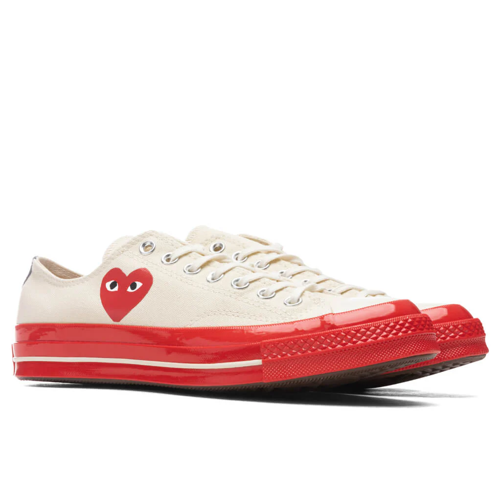 Converse x Comme Des Garcons PLAY All Star Chuck '70 Ox Red Sole - White - Image 2