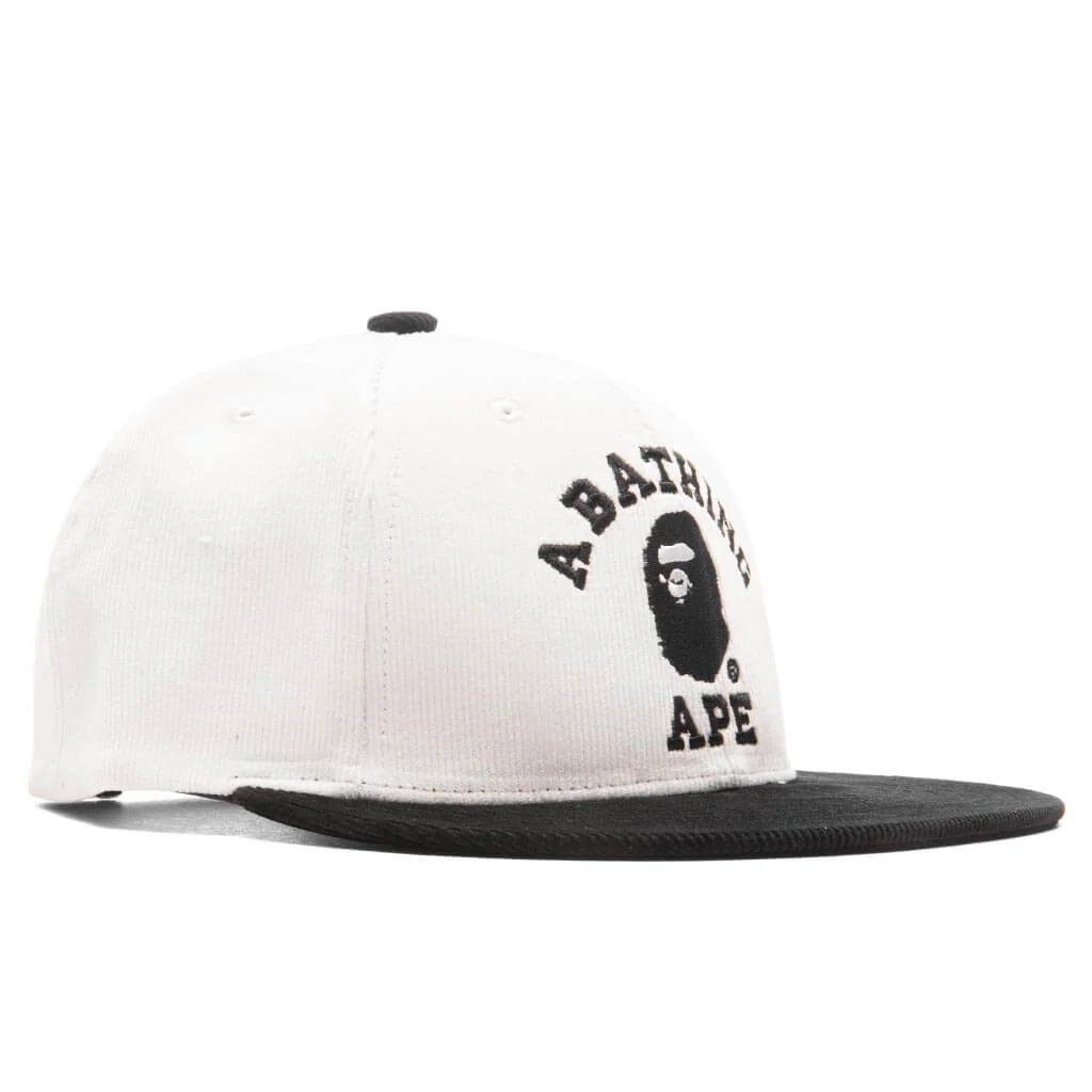Corduroy College Snap Back Cap - White - Image 3