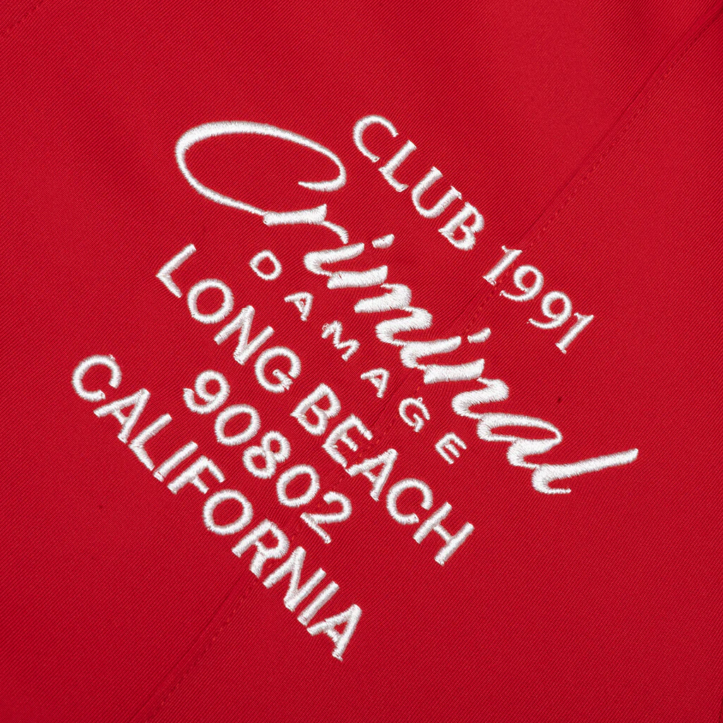 Pin Tuck Half Zip Track Top - Red/Ecru - Image 3