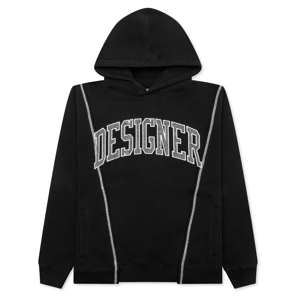 Designer Split Hoodie - Washed Black