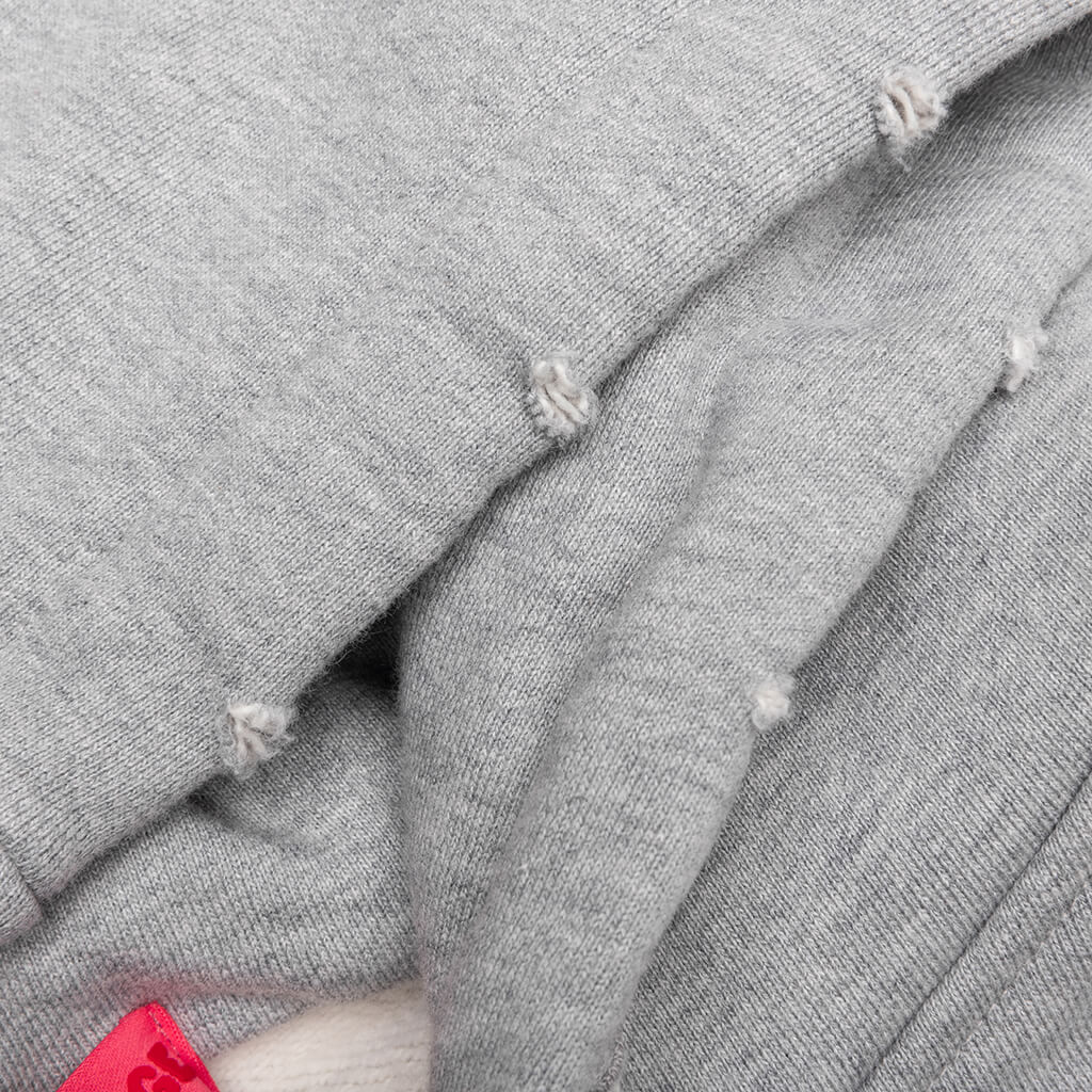 Distressed Hoodie Small Logo - Heather Grey - Image 4