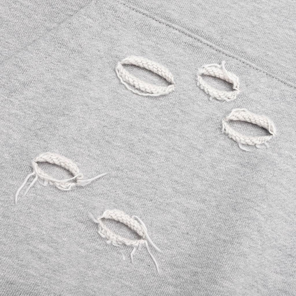 Distressed Hoodie Small Logo - Heather Grey - Image 6