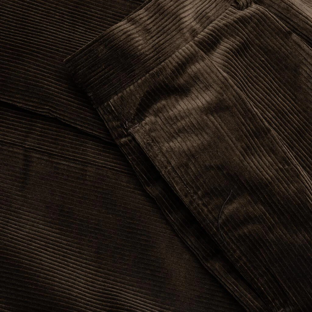 Double Pleated Corduroy Trousers - Brown - Image 4