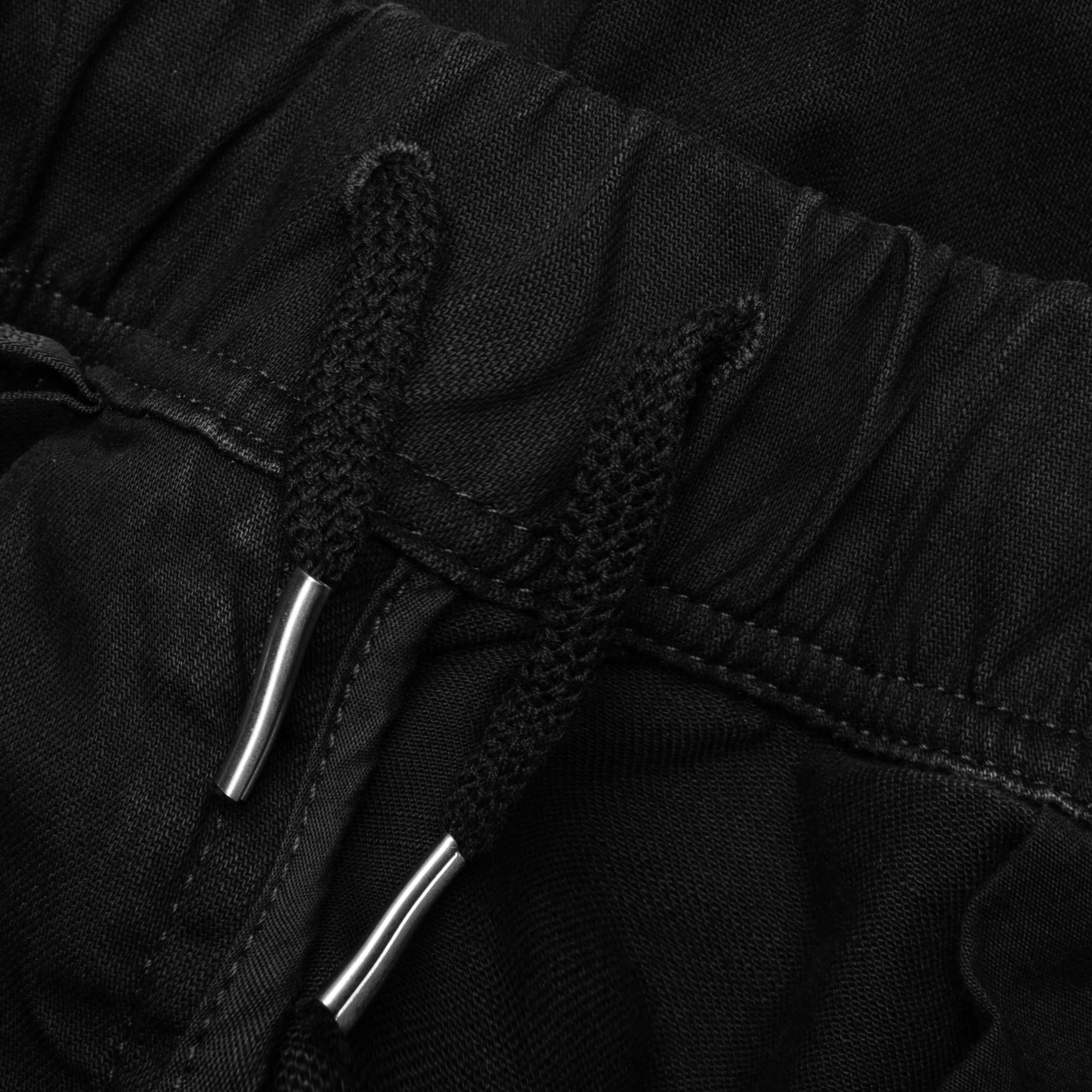 Elasticated Wait Zip Off Denim Pants - Black - Image 3