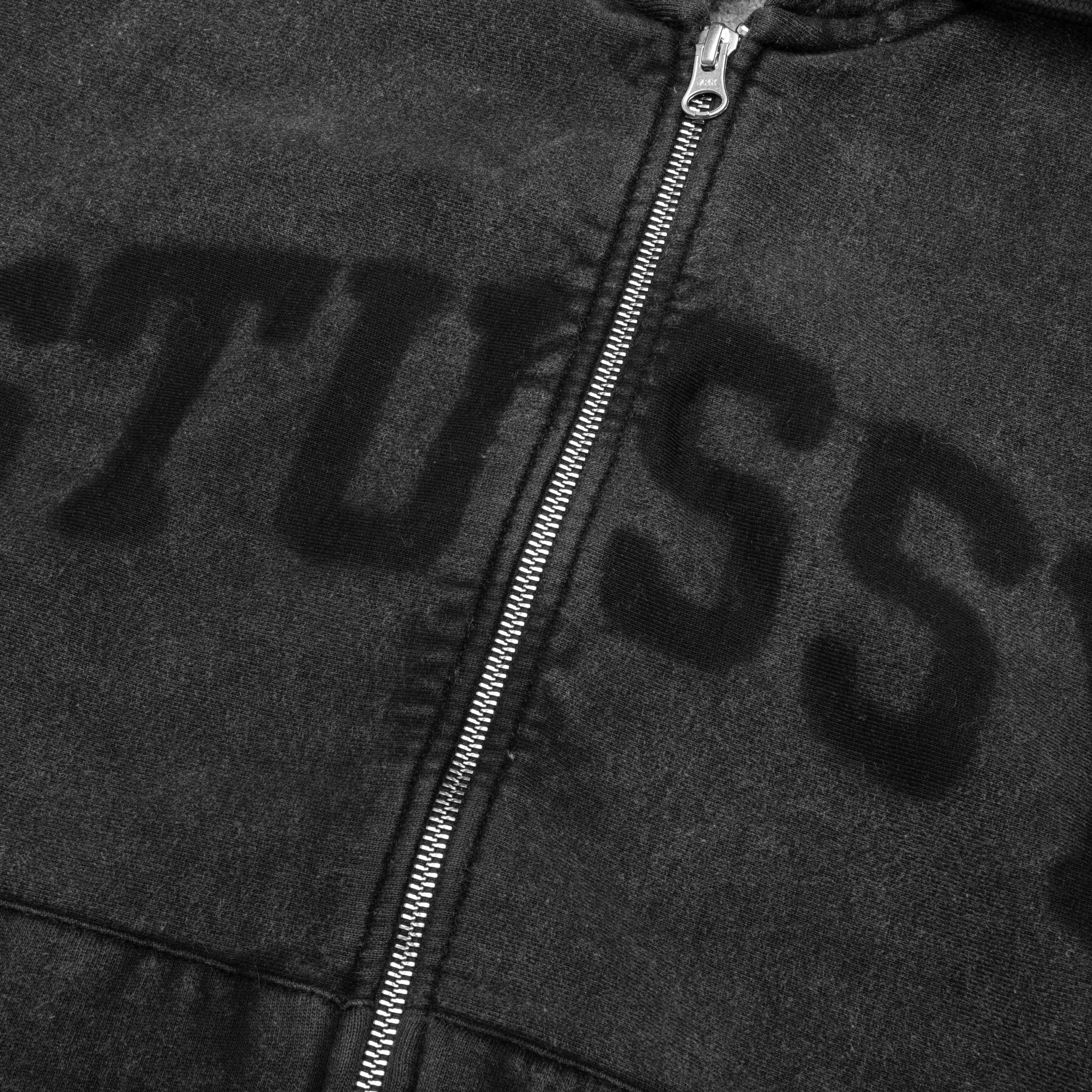 Faded Graphic Zip Hood - Washed Black - Image 4