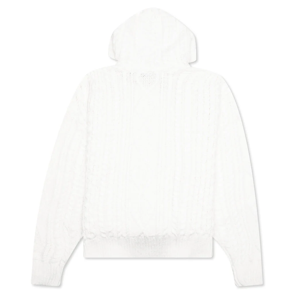 Cable Knit Hoodie - Cloud Dancer - Image 2