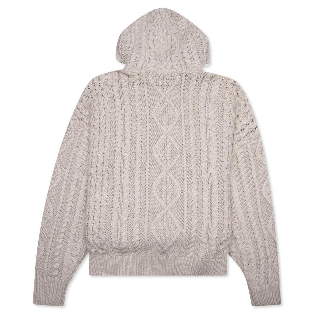 Cable Knit Hoodie - Silver Cloud - Image 2