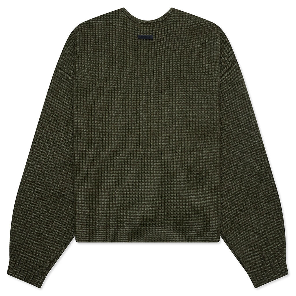 Heavy Waffle Cardigan - Military - Image 2