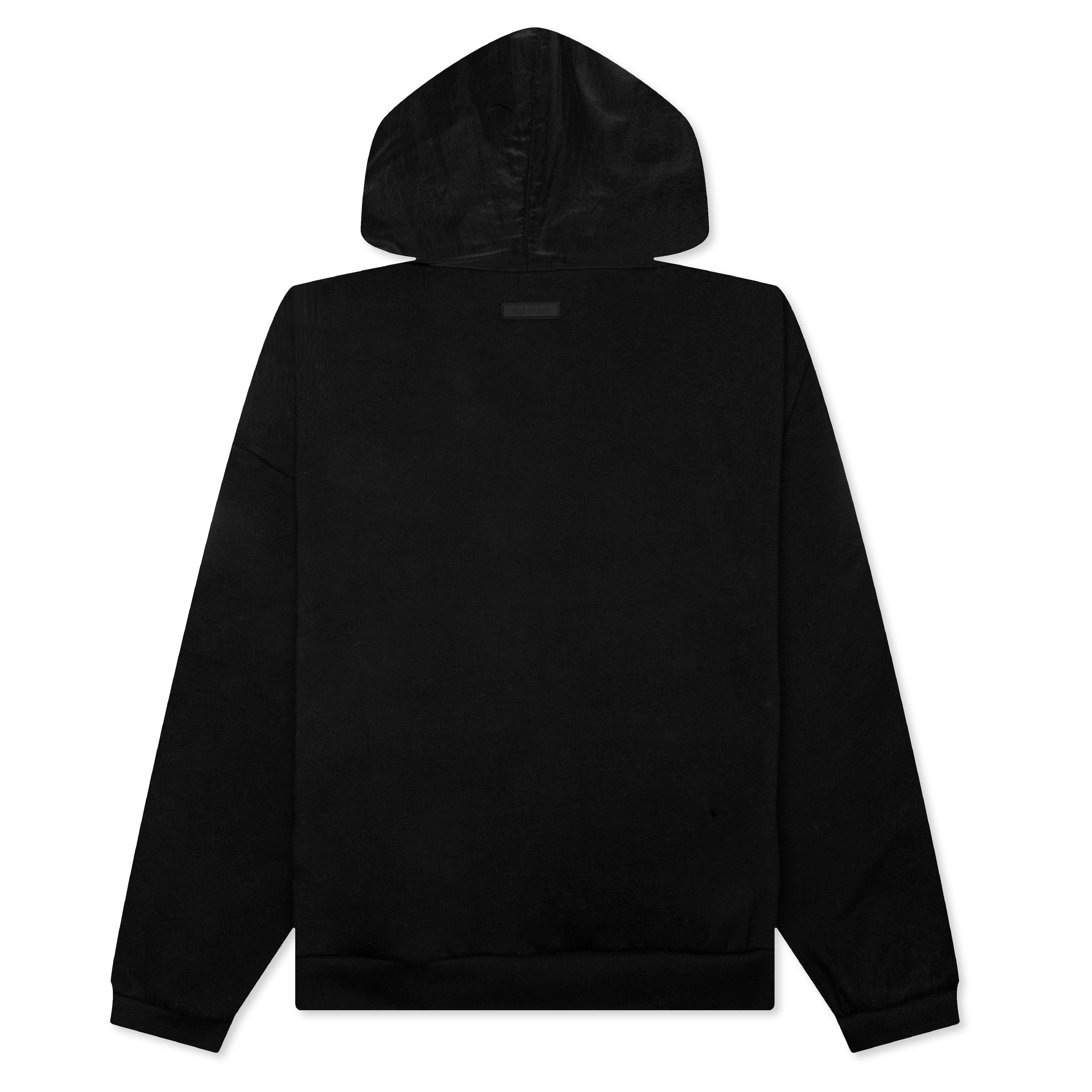 Nylon Fleece Hoodie - Jet Black - Image 2