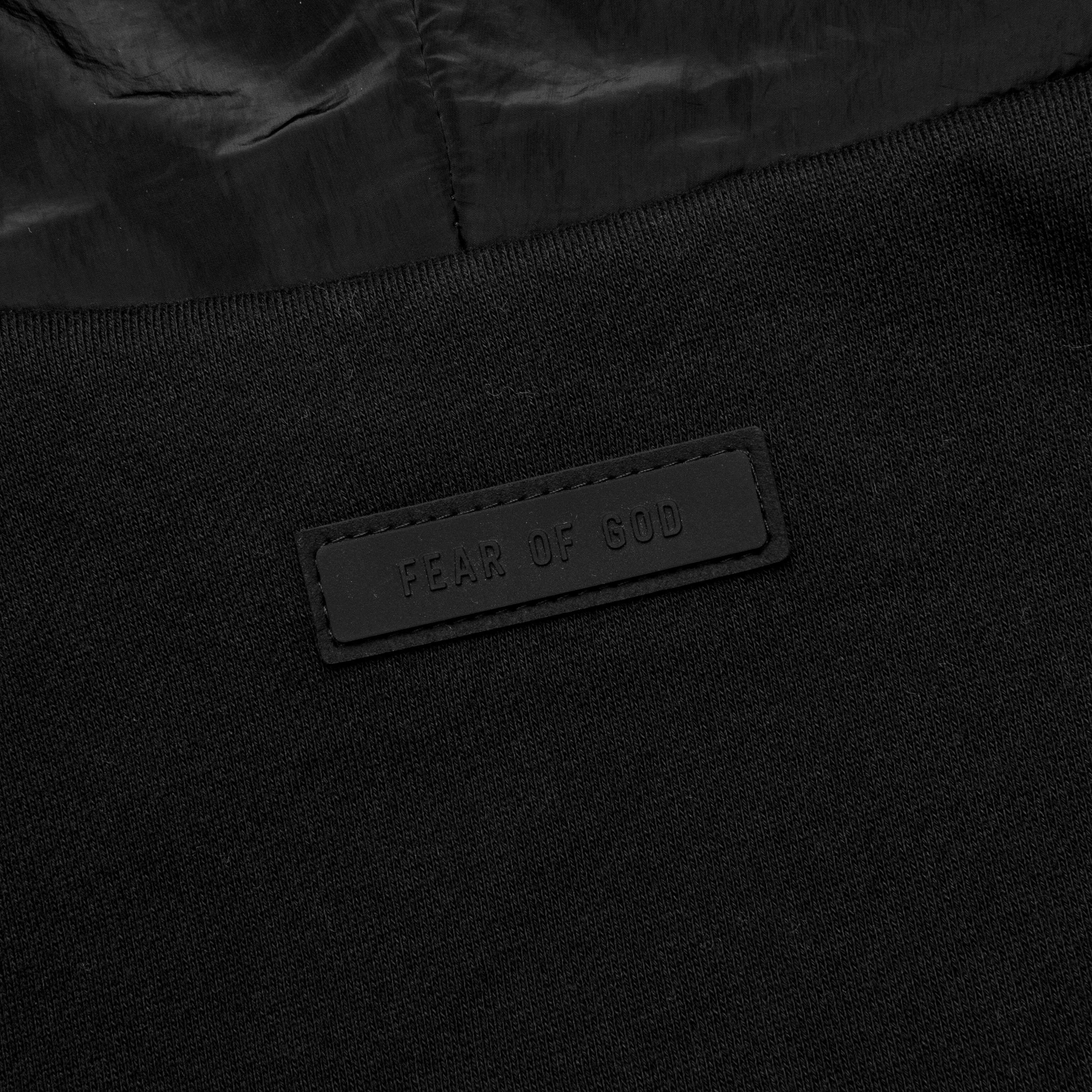 Nylon Fleece Hoodie - Jet Black - Image 5