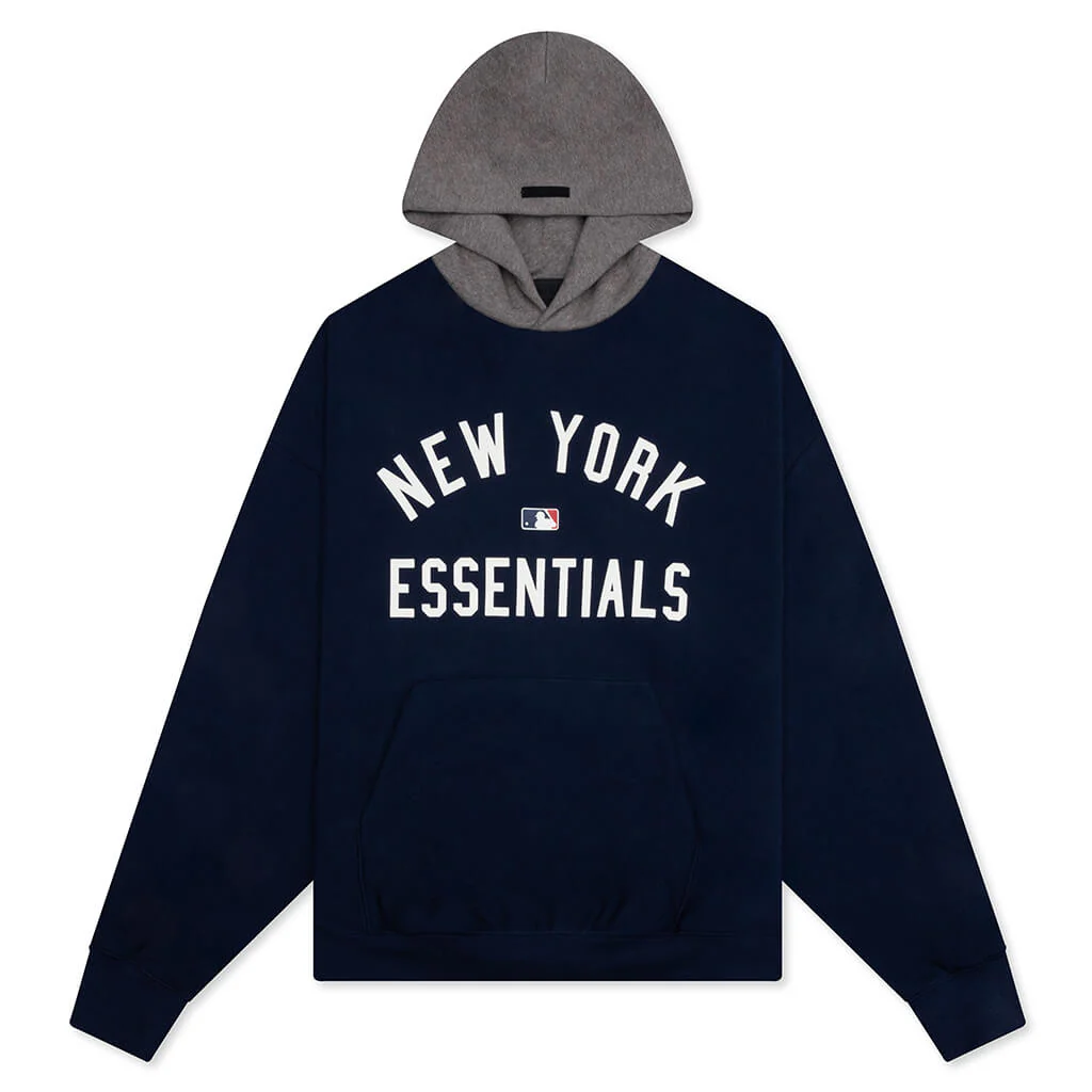 Fear of God Essentials x MLB Yankees Sport Hoodie - Midnight Navy/Homestead Heather