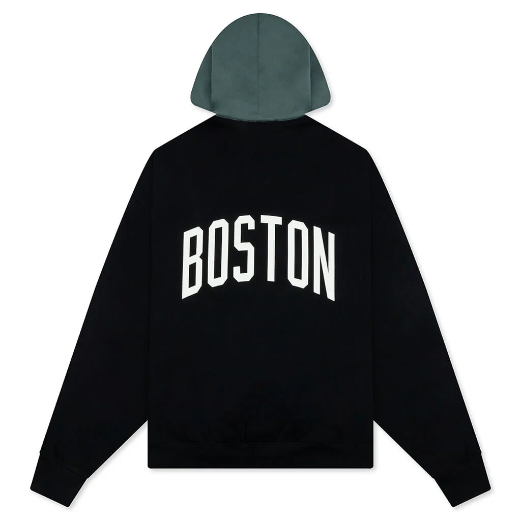 Fear of God Essentials x NBA Celtics Sport Hoodie - Black/Balsam Green - Image 2