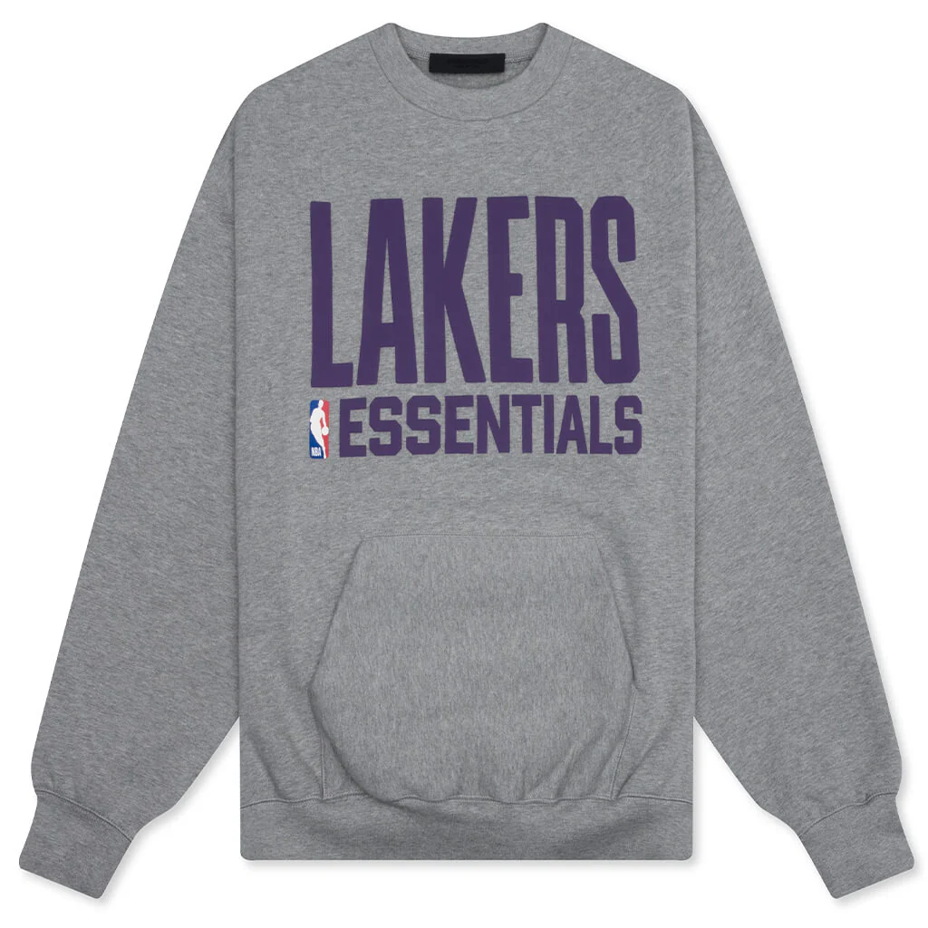 Fear of God Essentials x NBA Lakers Sport Crewneck - Concrete Heather