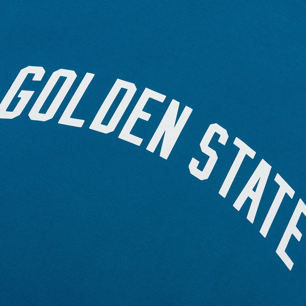 Fear of God Essentials x NBA Warriors Sport Hoodie - Blue Sapphire/Canyon - Image 4