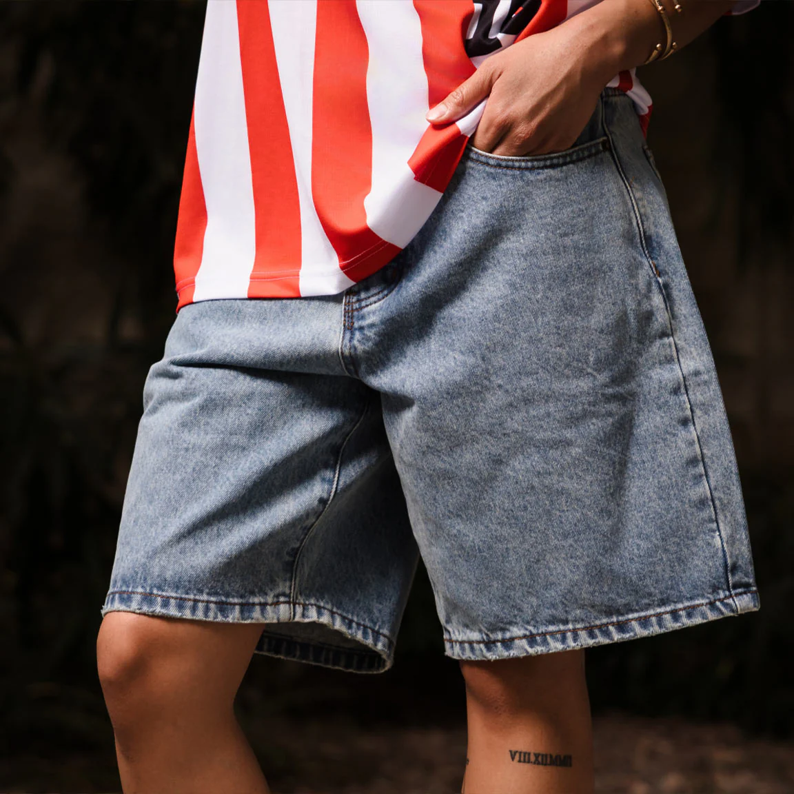Berry Wide Denim Short - Washed Medium Blue - Image 8