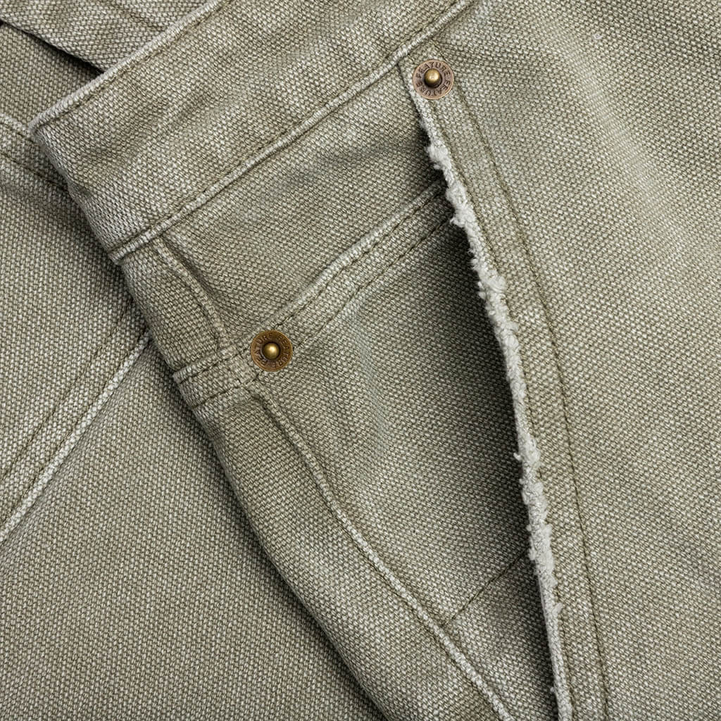 Ryan Double Knee Shorts - Washed Olive - Image 3