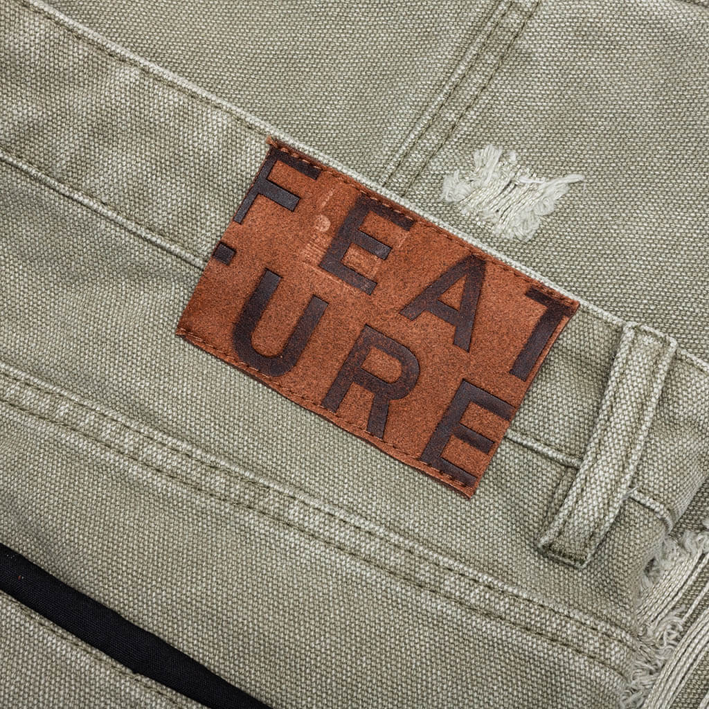Ryan Double Knee Shorts - Washed Olive - Image 7