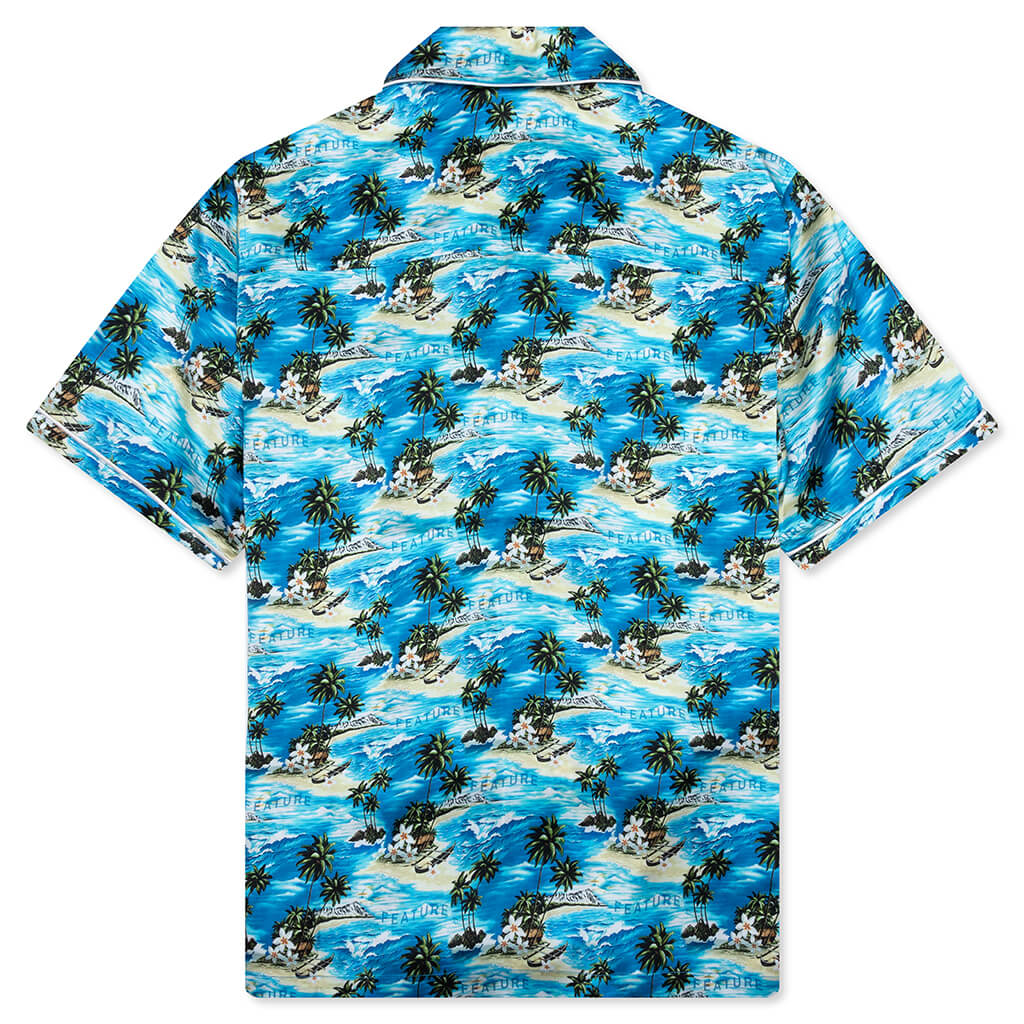 Hitchcock Hawaiian Silk Shirt - Blue - Image 2