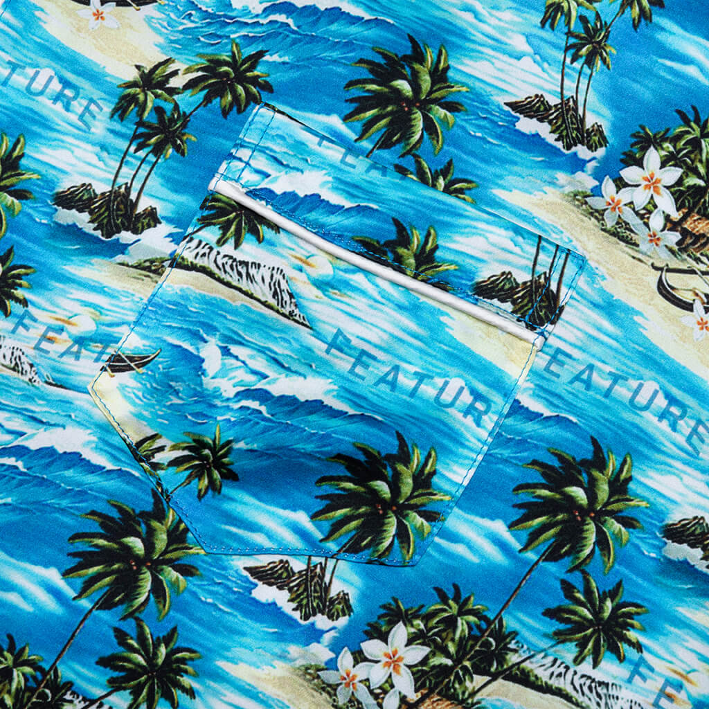 Hitchcock Hawaiian Silk Shirt - Blue - Image 4