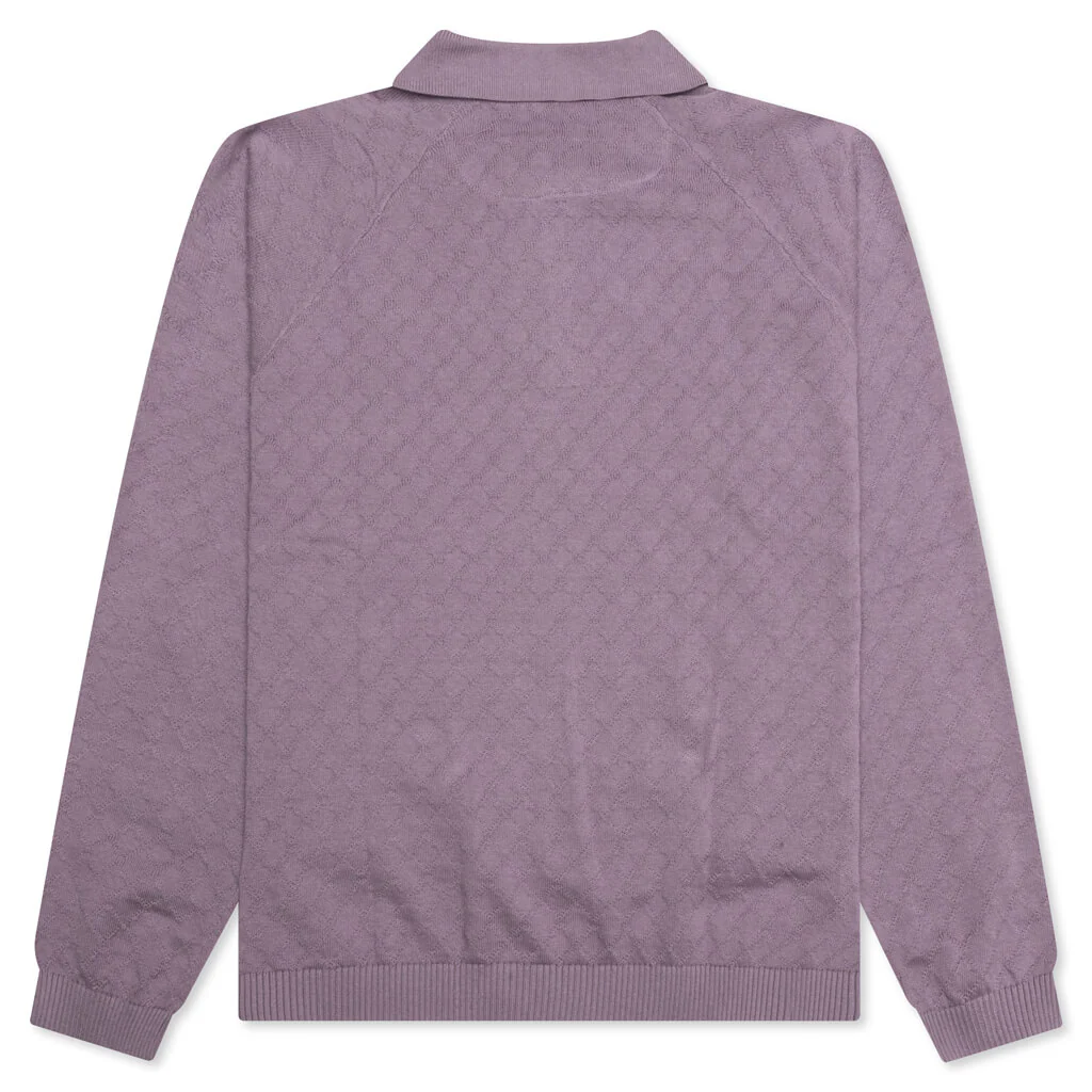 Hogan Pointelle Raglan Sleeve Sweater Polo - Mauve - Image 2