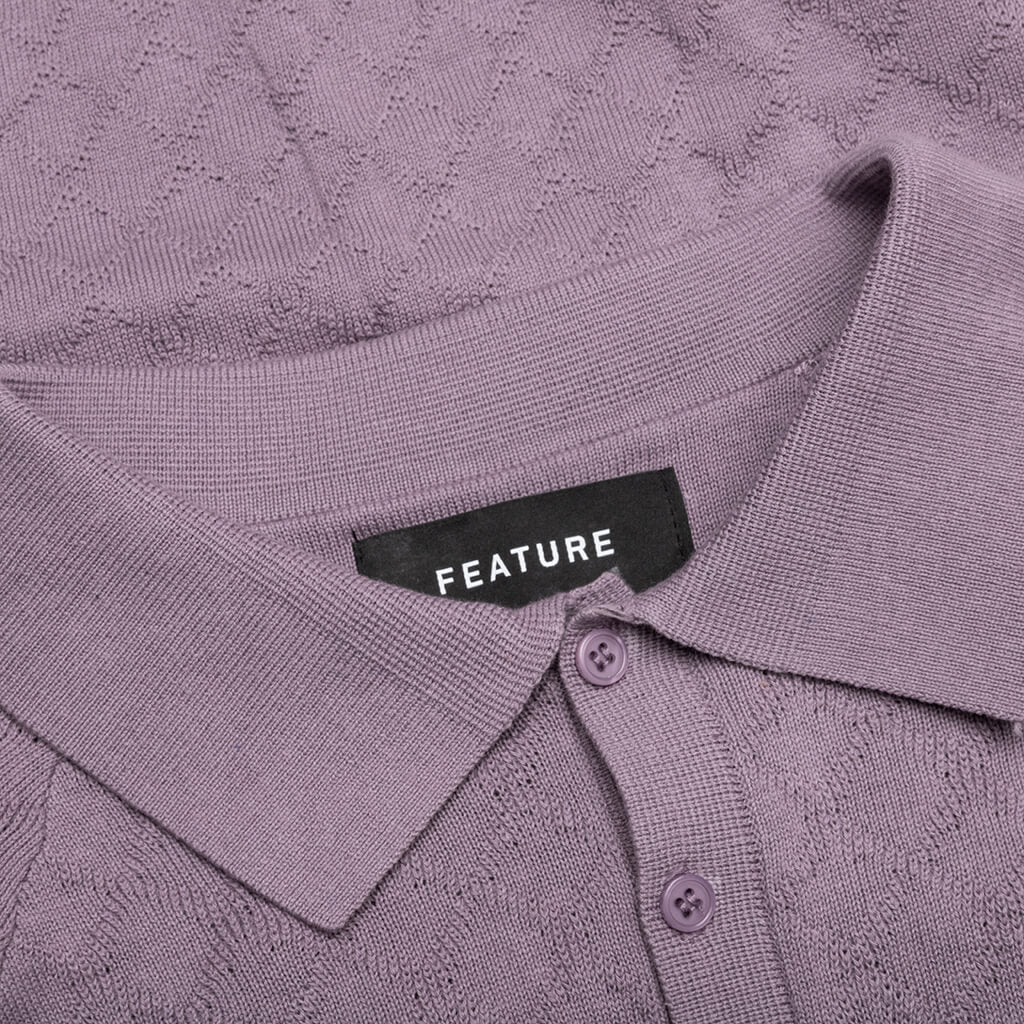 Hogan Pointelle Raglan Sleeve Sweater Polo - Mauve - Image 3